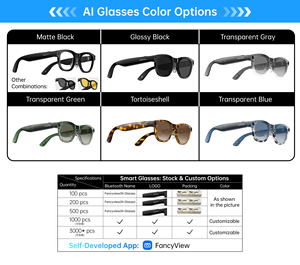 نظارات ذكية من Fancyview 1 تعمل بالبلوتوث/الواي فاي بمقاسات فيديو 800WPX كاميرا من Fancyview لـ AI Men ميزات الترجمة - Product Image 5