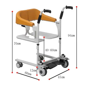 휠체어 화장실 휠체어 휠체어 화장실 수동 스틸 Oem Nonelectric 분리형 새로운 디자인 병원 전송