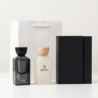 Flacon de parfum en verre de luxe personnalisé à fond épais avec bouchon en bois, grande quantité, 50 ml, 100 ml, flacon de parfum vide avec boîte