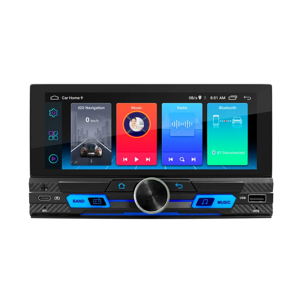 Stereo mobil din ganda 6.86 inci, pemutar mp5 radio mobil 2 din android Linux dengan navigasi gps, pemutar dvd audio mobil