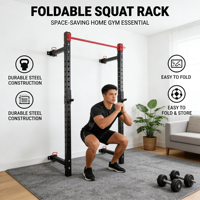 VIGFIT Support de Squat Mural Premium Pliable et Multifonctionnel avec Poulie pour Salle de Sport à Domicile
