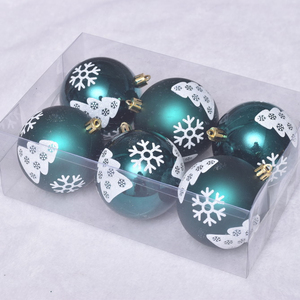 2023 peint à la main incassable <span class=keywords><strong>paon</strong></span> vert 8cm sérigraphie en plastique SY marque décorations d'arbre <span class=keywords><strong>de</strong></span> noël boules 6 pièces/PVC - Product Image 2