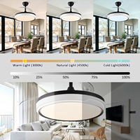 Ventilateur de plafond intelligent invisible à LED avec télécommande APP, 42 pouces, 3 pales, moteur DC rétractable moderne, OEM/ODM