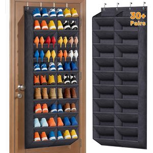 Over The Door <b>Shoe</b> Organizer 30+ Pairs 20 Deep Pockets Hanging Rack For Closet Storage Black Oxford Fabric - Product Image 1