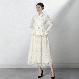 ZYHT <span class=keywords><strong>Dress</strong></span> panjang butik wanita, Gaun lipit berenda kasual elegan musim dingin 2174 untuk perempuan - Product Image 1