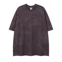 T-shirt unisexe en coton épais à manches courtes pour hommes Shasu Line Trendy Brand Casual Style avec American Street Niche Design Loose Top