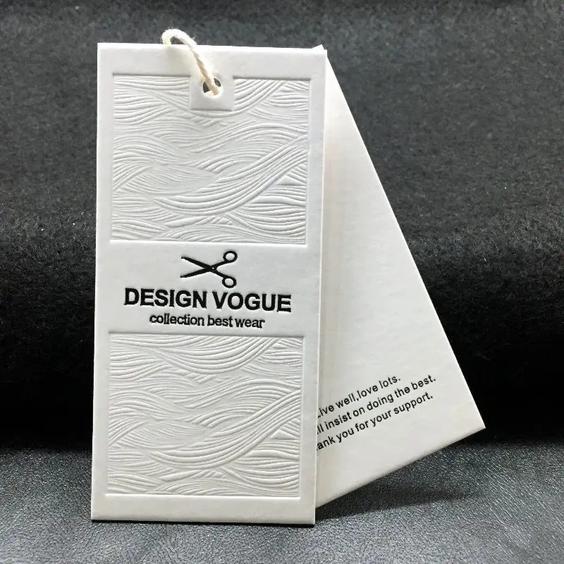 Wholesale Custom Paper Garment Hangtag with String Print Paper Embossed Hang Tags Gold Foil Hangtag