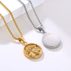 Ciondolo Zeus in Acciaio Inossidabile da 20mm, Gioielli da Uomo, Collana Zeus Greca Antica con Moneta Rotonda Bicolore - Product Image 5