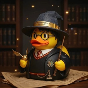 ฟิกเกอร์เรซิ่นเป็ดวิเศษครบรอบ 25 ปี ชุดพ่อมดพร้อมไม้กายสิทธิ์และโกลเด้นสไนทช์ 2001-2026 - Product Image 2