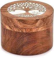 Petite boîte à bagues artisanale en bois naturel, mini boîte ronde en bois massif, boîte de rangement DIY