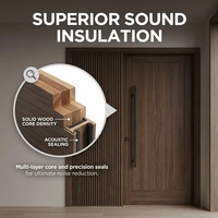 Porte d'entrée en bois massif de haute qualité, à âme multicouche, isolation acoustique supérieure, personnalisable, coupe-vent, durable, pour villa