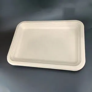 14 Inch Disposable Food Tray Sugarcane Pulp Crawfish Tray Compostable Paper Plate For Barbeque Thanksgiving