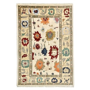 Coral Weavers Vibrant Handmade Floral Oushak Wool Rug Persian Style Medium Pile Hand Knotted for Living <b>Room</b> Commercial Use - Product Image 1