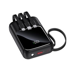 Chargeur <span class=keywords><strong>portable</strong></span> tout-en-un 10000mAh avec câbles intégrés, Powerbank mince pour appareils Android et iOS - Product Image 1