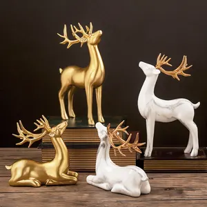 Nordic Luz de lujo de oro par de amantes alce adornos de sala muebles de Casa inauguración de la nueva casa de resina