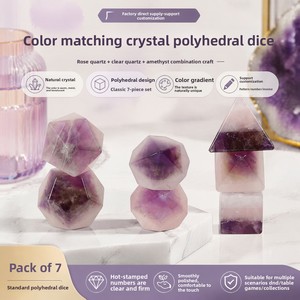 Juego de dados poliédricos de cristal con bloques de color en ángulo recto, de siete dados, para equipo de juego de mesa DND, completo, DIY, semiterminado, sin acabado. - Product Image 2