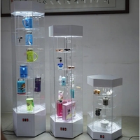 Présentoir acrylique double face verrouillable Anti-Thief Plastique Parfum Montre Skincare Cabinet Spin for Showcase Storefront