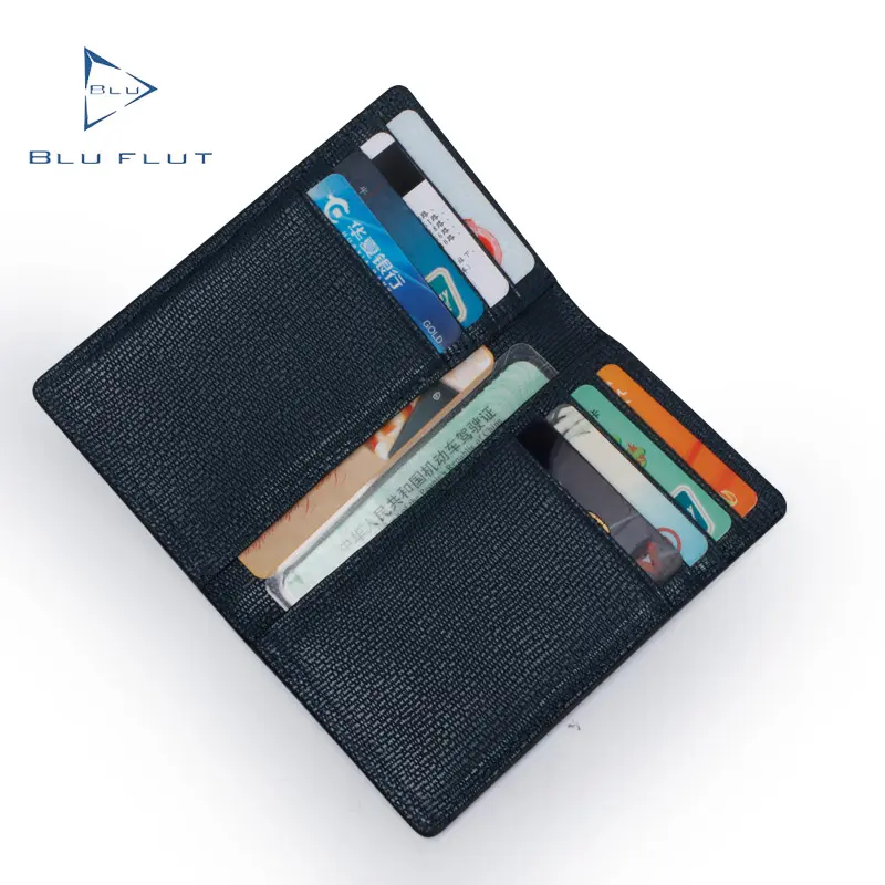 Portable bifold slim passport holder genuine cow leather business card wallets