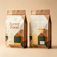 Pochette à fond plat personnalisée avec fermeture éclair, emballage résistant à l'humidité et à la lumière pour les granulés secs de furets, aliments pour petits animaux de compagnie, stockage d'aliments