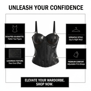 Top Corto sin <span class=keywords><strong>Tirantes</strong></span> <span class=keywords><strong>de</strong></span> Piel Sintética con Diseño <span class=keywords><strong>de</strong></span> Espina <span class=keywords><strong>de</strong></span> Pescado, Ropa <span class=keywords><strong>de</strong></span> Mujer, Sexy, Ajustado, Prenda Exterior <span class=keywords><strong>de</strong></span> Verano, Faja Moldeadora - Product Image 4