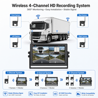 Cámara de Tablero Inalámbrica con Pantalla Táctil de 9 Pulgadas para Camión, Compatible con Señal WIFI, Grabación 1080P, Pantalla Dividida Multicanal, BSD Punto Ciego