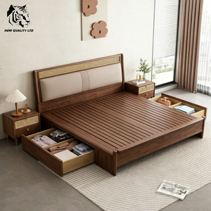 china supply lowest price custom logo large stock ship immediately storage <b>bed</b> new fashion bedroom furniture wood full <b>size</b> <b>bed</b> - Product Image 6
