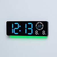Huayang Große LED-Digitalwanduhr 6688 Multi-Informationsanzeige mit Nachtlicht Doppelalarm für Zuhause Büro Moderne Dekoration