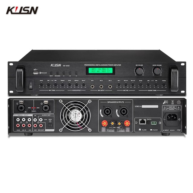 450W+450W 8 Ohm Professional Digital Karaoke Power Amplifier Sound DSP Feedback Suppression PA System with USB Bluetooth