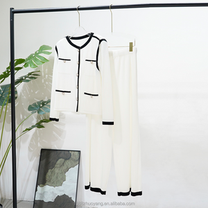 Zhuoyang nhà sản xuất tùy chỉnh-thực hiện cao cấp xếp li thiết kế màu rắn quần & áo khoác của phụ nữ 2-mảnh Bộ - Product Image 6