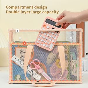 Nueva Bolsa de Archivo Impermeable de PVC, Bolsa Transparente para Estudiantes con Doble Cierre, Bolsa para Documentos de Viaje - Product Image 3