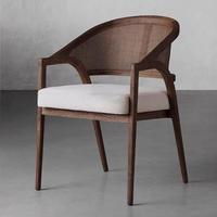 Chaise de salle à manger moderne en bois massif et rotin de style nordique, de haute qualité, pour la maison, le bureau, la maison d'hôtes, l'hôtel, le restaurant