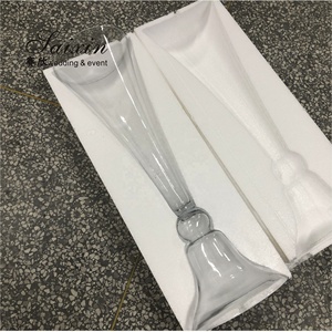 Perlengkapan dekorasi pernikahan diskon besar vas bunga meja tinggi penyangga vas bunga kristal kaca - Product Image 3