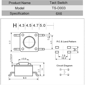 20 cái tact push button chuyển 12V Đồng 4pin SMD Micro chuyển 6x6x5 4.3 5 5.5 6 7 8 9 10 11 12 13 15mm TV đồ chơi nhà sử dụng nút - Product Image 2