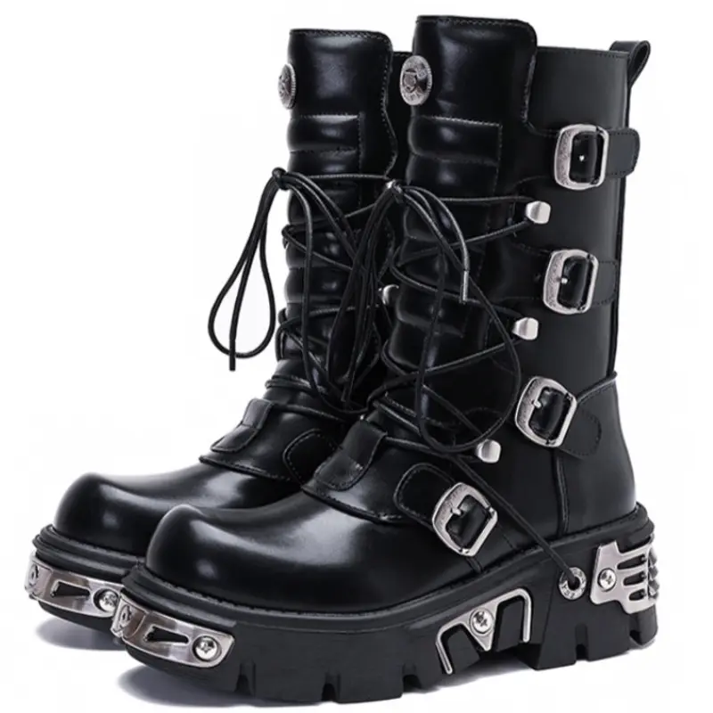 Drops hipping Custom Logo Metall Punk Gothic Style Plattform Stiefel Höhe Zunehmende Damenschuhe Neue Stile