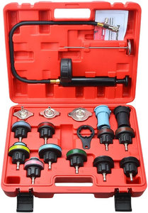 Kit de <span class=keywords><strong>test</strong></span> de fuites pour système de refroidissement de voiture 18 pièces, testeur de pression de radiateur, détecteur de fuites de liquide de refroidissement, outil de nettoyage sous vide pour joint de culasse - Product Image 2