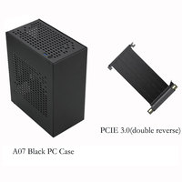 Caja de PC MINI para Oficina A07 con Cable de Extensión GPU PCIe 3.0, Caja Horizontal Pequeña Compatible con Fuente de Alimentación Pequeña de 1U