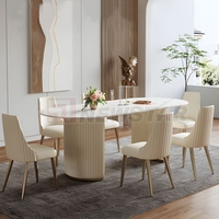 Newstar Stone Nouveau design de meubles de bonne qualité Table de salle à manger ovale en pierre de marbre Table fixe de luxe