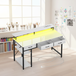<span class=keywords><strong>Mesa</strong></span> de Computadora Moderna Ajustable para Juegos con Iluminación LED, Soporte de Exhibición con 2 Ganchos, 120x47x90.5 <span class=keywords><strong>cm</strong></span> - Product Image 3