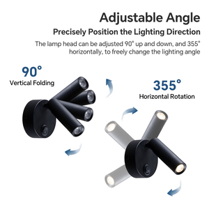Lámpara de Pared Europea con Control Táctil, Proyector Ajustable de 360 Grados, Lámpara de Pared para Hotel, Baño, Esquina de Dormitorio, Iluminación de Pared - Product Image 4
