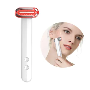 New Beauty 4-in-1 Microcurrent Skin Tightening Wand Ems Heating 630nm Red Light Therapy Eye Massager