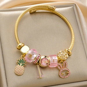 Wholesale Stainless Steel <b>Charm</b> <b>Bracelet</b> Cartoon Crystal Beaded Bangle Jewelry <b>Bracelet</b> <b>for</b> Girl - Product Image 5