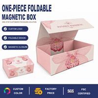 Boîte rigide magnétique rose personnalisée en une seule pièce pour bijoux et emballages cadeaux
