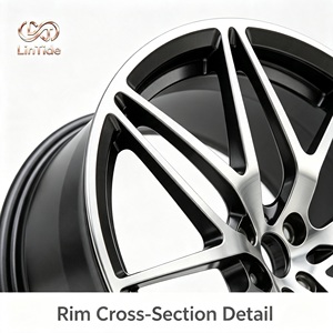 Rueda Forjada Directa <span class=keywords><strong>de</strong></span> Fábrica, Bicolor Plateado Pulido y Gris Carbón, con Radios Divididos para Coche Ejecutivo - Product Image 4