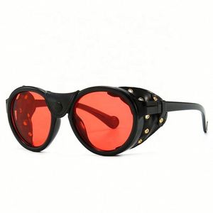 New Vintage Fashion Style Steampunk <b>Sunglasses</b> Leather Side Shield Brand Design Sun Glasses Unique Woman - Product Image 5