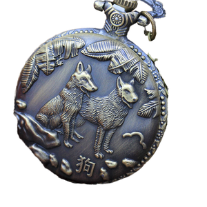 Fenyi <span class=keywords><strong>Vintage</strong></span> Bronze 3D Sculpté Animal Quartz Zodiaque <span class=keywords><strong>Montre</strong></span> de Poche - Product Image 1