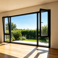 Ventana Abatible Moderna de Aluminio con Doble Acristalamiento, Vidrio Bajo Emisivo y Vidrio Templado