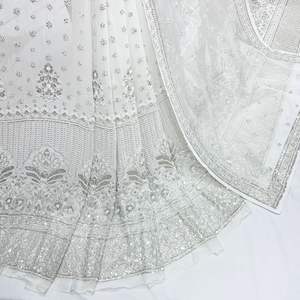 Goergette Full Heavy <b>Beaded</b> Lace Fabric Handwork Embroidered Woven Georgette Plain Style Waterproof Wedding Accessories - Product Image 2