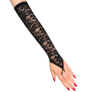 Fashion Classic Lange Spitzen handschuhe Sexy Haken Finger handschuhe Bühnenshow Dress up Hand ärmel Hochzeits handschuhe Hochzeits zubehör - Product Image 6