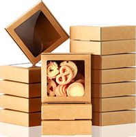 Zonon 30 boîtes carrées en papier kraft avec fenêtre (4,13x4,13x1,18 pouces bleues) |   Boîtes à bonbons/cadeaux, porte-savon, mini-gourmandises, pâtisserie