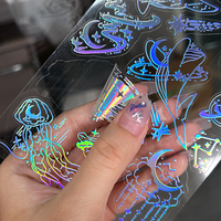 Autocollants transparents auto-adhésifs en PVC personnalisés, feuille de film autocollant holographique pour impression de logo Kiss Cut